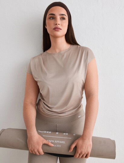 aim´n Luminous Draped Short Sleeve Beige XL