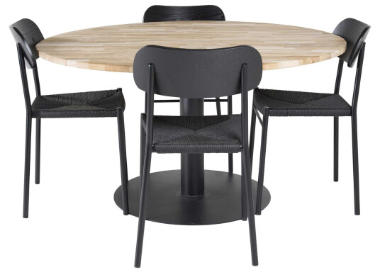 Venture Design Cirebon & Polly spisegruppe Natur/svart 4 st stoler & bord 140 cm