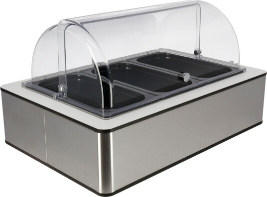 VEGA Buffet Display Fundale høy 10 cm 3x GN 1/3 i melamin GN 1/1 Hvit