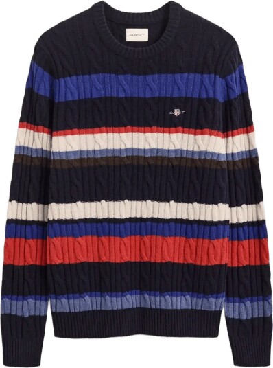 Gant | Lambswool Cable Striped C Neck | XXXL Gant | Lambswool Cable Striped C Neck | XXXL