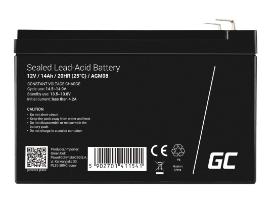 Green Cell UPS-batteri - Sealed Lead Acid (SLA) - 14 Ah Green Cell UPS-batteri - Sealed Lead Acid (SLA) - 14 Ah