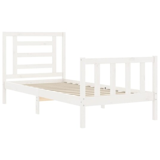 vidaXL Sengeramme med hodegavl hvit 2FT6 liten enkel heltre 8720845980122