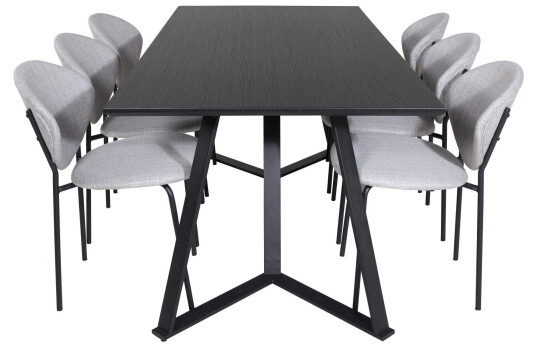 Venture Design Marina & Vault spisegruppe Svart/grå 6 st stoler & bord 180 x 90 cm