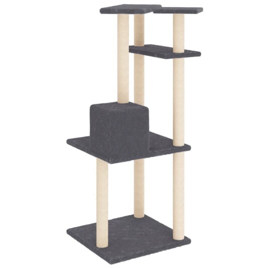 Vidaxl Kattetre Med Klorestolper I Sisal Mørkegrå 123 cm