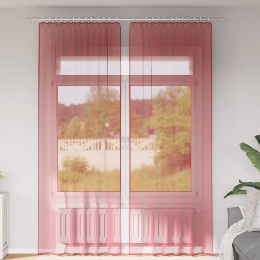 Voilegardiner med hemper 2 stk vinrød 140x260 cm 8721158553560