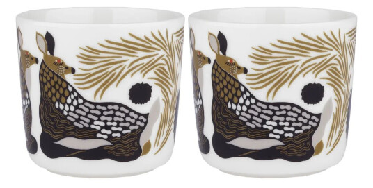 Marimekko Peura kaffekopp uten hank 20 cl 2-pakning White-coal-mud-light grey Marimekko Peura kaffekopp uten hank 20 cl 2-pakning White-coal-mud-light grey