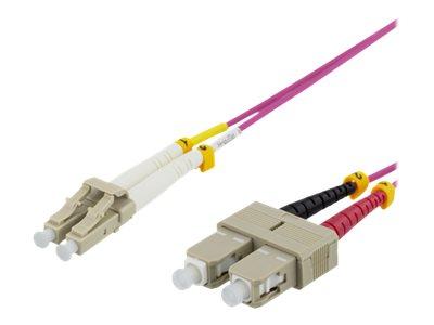 Deltaco OM4 10m Fiberoptisk Nettverkskabel LC til SC Multimodus Halogenfri