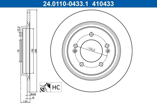 ATE 24.0110-0433.1 Bremseskive