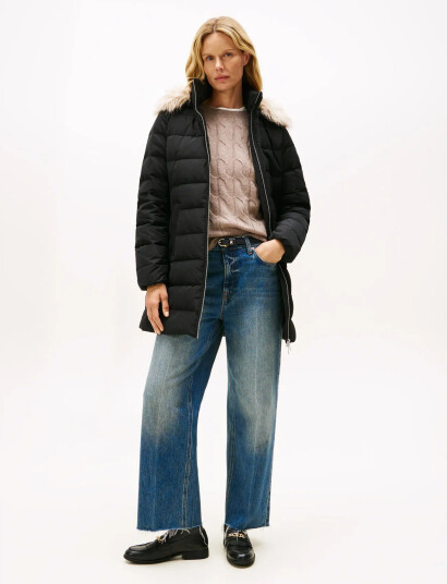 Tommy Hilfiger Mw Down Slim Coat With Fur Black XS Tommy Hilfiger Mw Down Slim Coat With Fur Black XS