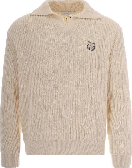 Maison Kitsuné Herre Strikkevarer Beige L,