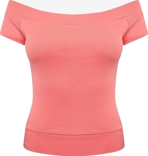 Gina Tricot Wide Neck Top CORAL M