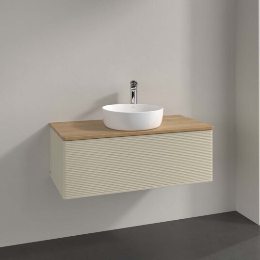 Villeroy & Boch Antao Servantskap med 1 skuff 100x50x36 cm m/lys Grå Matt/Eik