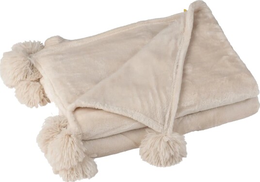 J Line Plaid Pompom Polyester Light Beige Beige One Size