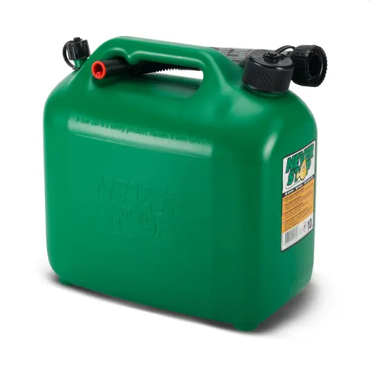 Never Stop Bensinkanne   Grønn   Plast   10 Liter  Auto stop helletut