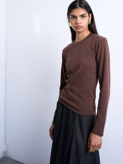 Topshop Everyday Long Sleeve Top Brun XS
