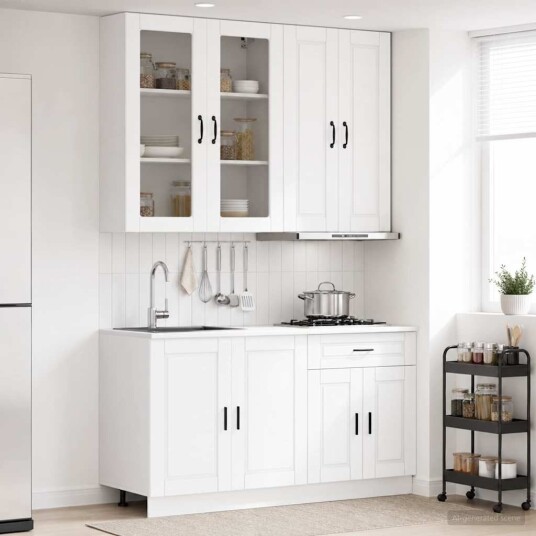vidaXL Kjøkken enhet PORTO 4 pcs Hvit Konstruert tre vidaXL Kjøkken enhet PORTO 4 pcs Hvit Konstruert tre