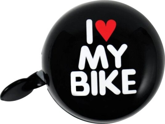 Sykkelringeklokke Dresco Ding Dong 60 mm metall "I Love My Bike" svart