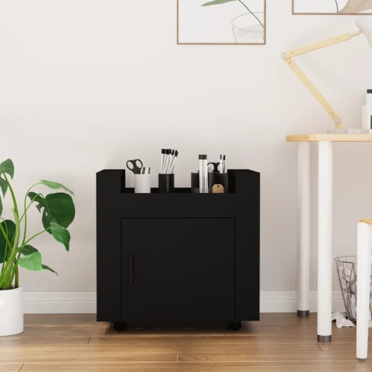 Tralle til skrivebord svart 60x45x60 cm konstruert tre Tralle til skrivebord svart 60x45x60 cm konstruert tre