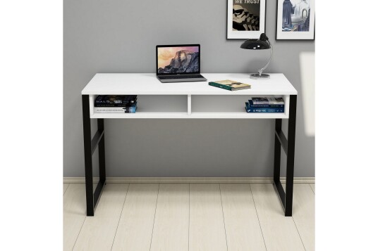 Skrivebord Tyrsberget 120 cm med Oppbevaringshylle Hvit/Svart