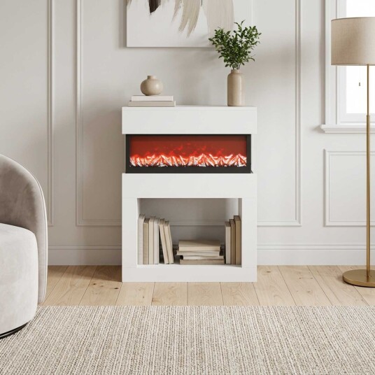 vidaXL Elektrisk peis Hvit 64 x 30 x 87 cm Konstruert tre