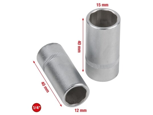 Ks Tools 550.1170, Støpselsett, 1/4", 2 Hoder, Kromvanadiumstål, Din 3120, Iso 1174, 116 G
