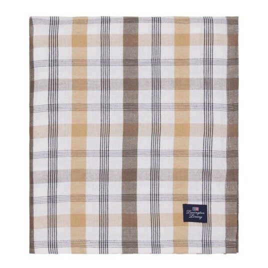 Lexington   Rutete lin/bomulls duk 150x250 cm oliven/hvit/beige