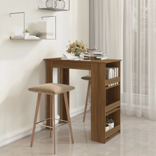 vidaXL Barbord med oppbevaring brun eik 102x50x103,5 cm konstruert tre vidaXL Barbord med oppbevaring brun eik 102x50x103,5 cm konstruert tre