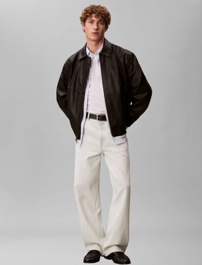 Calvin Klein Jeans Ls Faux Leather Bomber Jacket Black XS