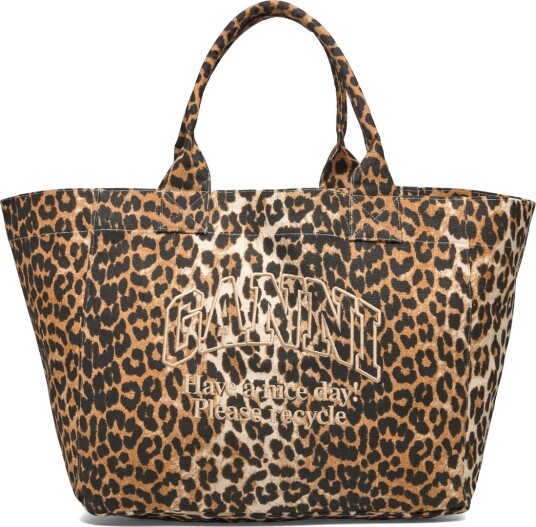 Ganni Brown Leopard Xxl Tote Bag   Brown   ONE SIZE