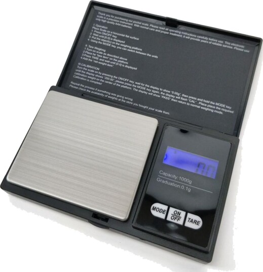 Kegland Digital vekt 0.1 1000g Pocket Scale 1 kg maksvekt. 0,1 gram nøyaktighet