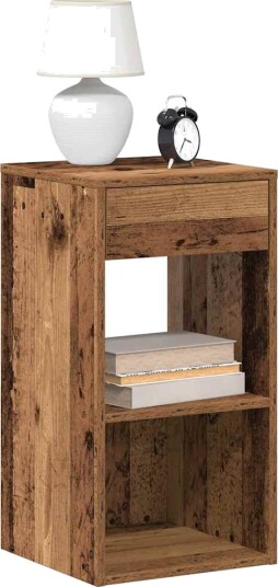  Nattbord med skuff 2 stk gammelt tre 35x34x66,5 cm 8721158576071