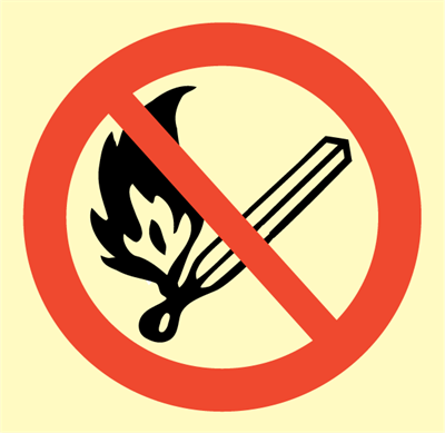 Jo Safety No naked flames Self Adhesive Vinyl V MM 150 x IMO 102104VMM Jo Safety No naked flames Self Adhesive Vinyl V MM 150 x IMO 102104VMM