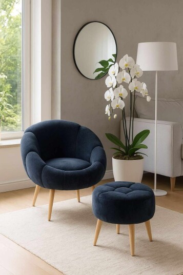 Wing Chair & Pouffe Set (2 Pieces) Atelier Del Sofa -