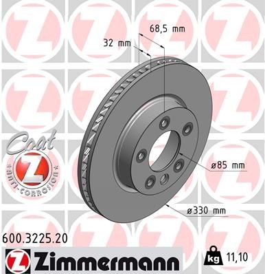 Bremseskive ZIMMERMANN 600.3225.20 Bremseskive ZIMMERMANN 600.3225.20