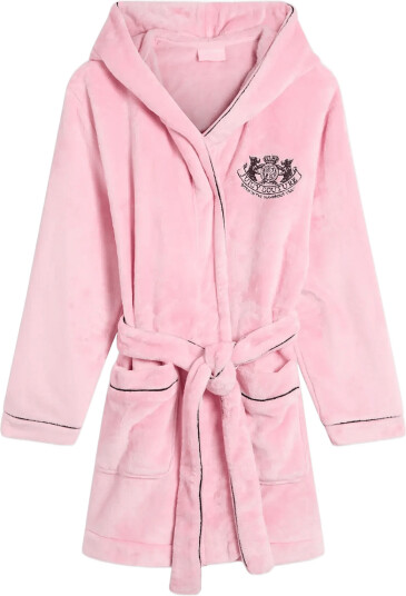 Juicy Couture Lottle Crest Plush Robe   Pink   XS