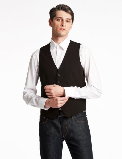 Lindbergh Mens Waistcoat For Suit - Black - 48 Lindbergh Mens Waistcoat For Suit - Black - 48