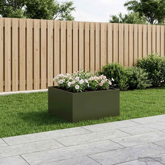 vidaXL Hageblomsterpotte Olivengrønn 80 x 80 x 40 cm Kaldvalsestål