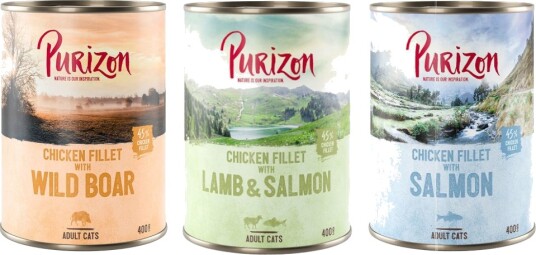 Purizon Våtfôr Original Kornfri Mix Pakke 4 X Villsvin 4 X Laks 4 X Lam 12 X 400 G