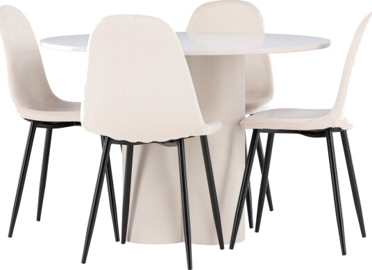 Olivia Spisegruppe 110 cm Rund med 4 Polar stoler   Beige/Beige