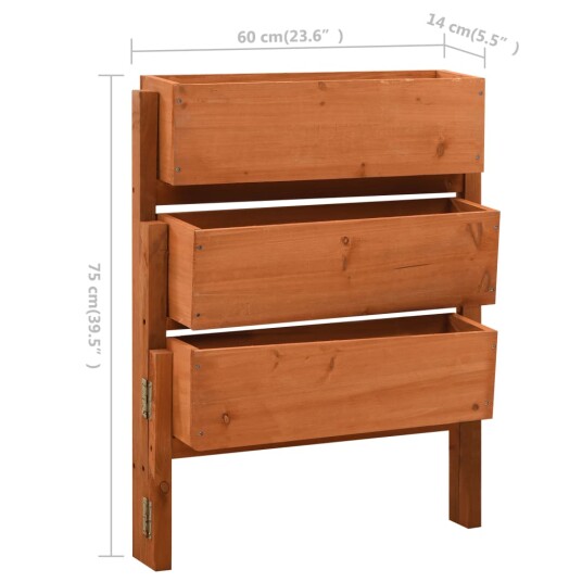 vidaXL Sammenleggbar blomsterkasse oransje 60x14x75 cm heltre gran