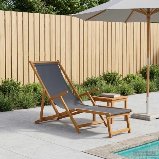 vidaXL Sammenleggbar solstol 3 Posisjon Solid Eucalyptus Tre Grå