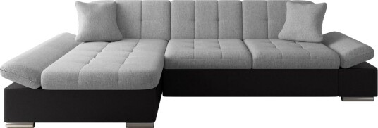 Vananda Sofa med Sjeselong 3 seter i Kunstlær Svart / Grå Vananda Sofa med Sjeselong 3 seter i Kunstlær Svart / Grå