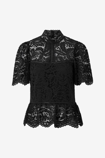 Bubbleroom Bluse Cotton Lace Svart