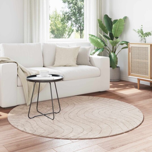 Områdetepper Rund PALMERAS Beige Ø 120 CM Polyester