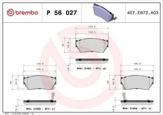 Bremseklosser BREMBO P 56 027