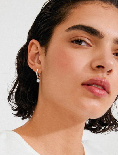 Pilgrim Fire Hoop Earrings Silver Plated   Silver   ONE SIZE