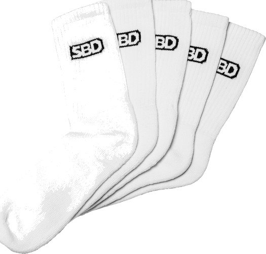SBD Apparel SBD Classic Crew Socks 5 Pack White White XX large