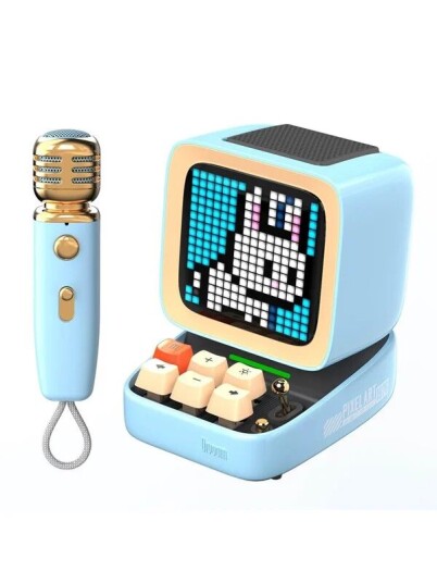 Divoom Ditoo-Mic Mini Karaoke Machine Pixel Art Bluetooth Speaker Blue