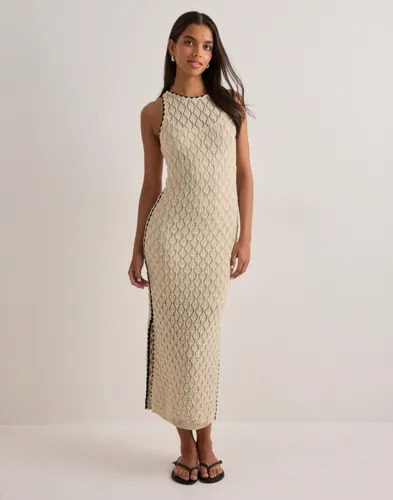Vero Moda   Beige   Awevelyn Sl 7/8 Crochet Dress Noos