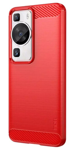 INCOVER Huawei P60 Pro Mofi Brushed Carbon Fiber Fleksibelt Plast Deksel - Rød